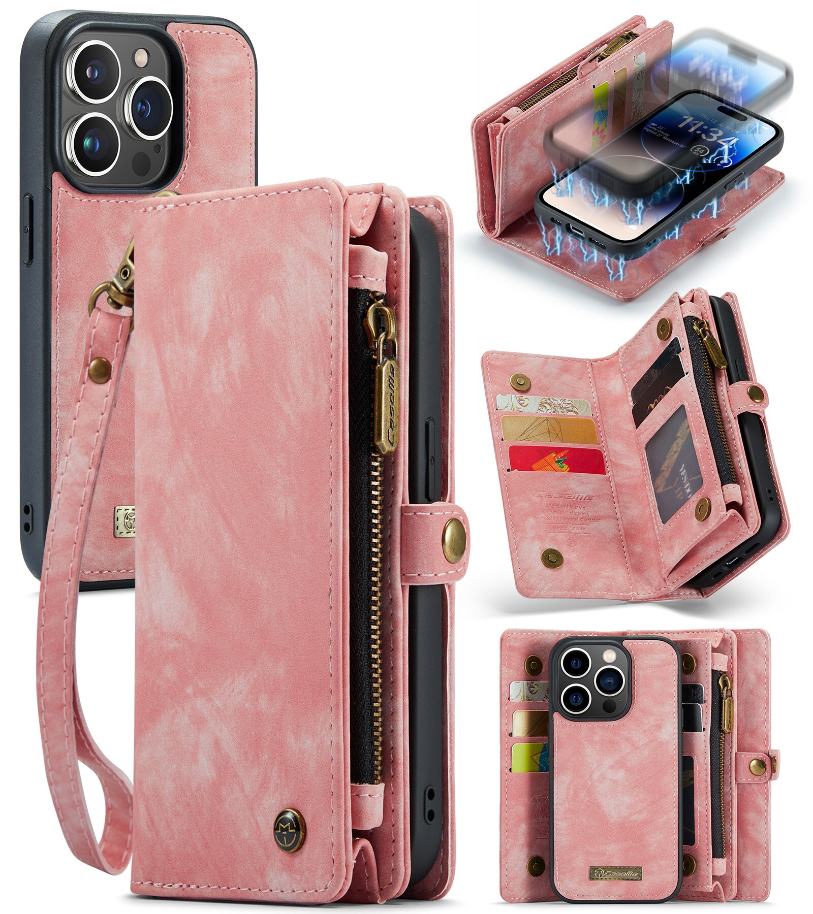 Multi-slot hoesje iPhone 14 Pro Roze