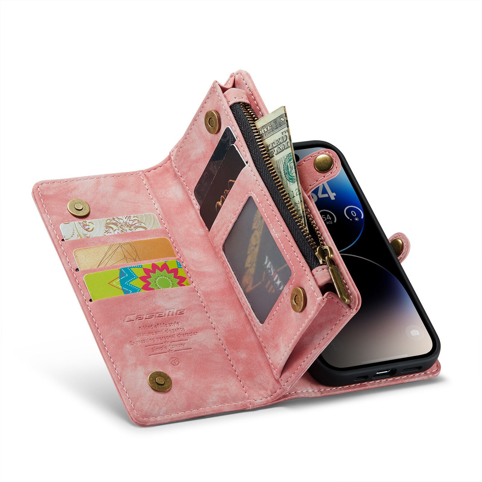 Multi-slot hoesje iPhone 14 Pro Max Roze