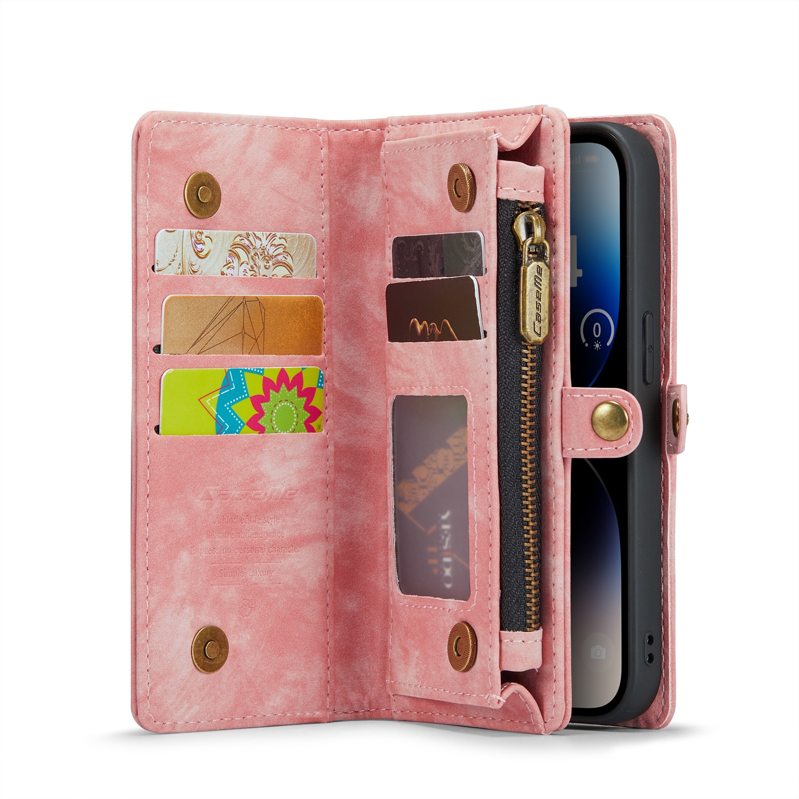 Multi-slot hoesje iPhone 14 Pro Max Roze