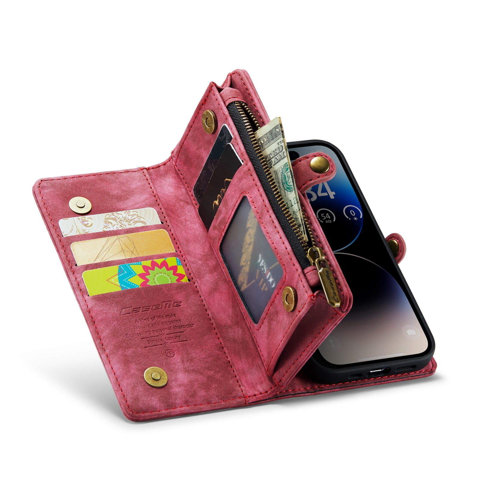 Multi-slot Hoesje iPhone 14 Pro Max Rood