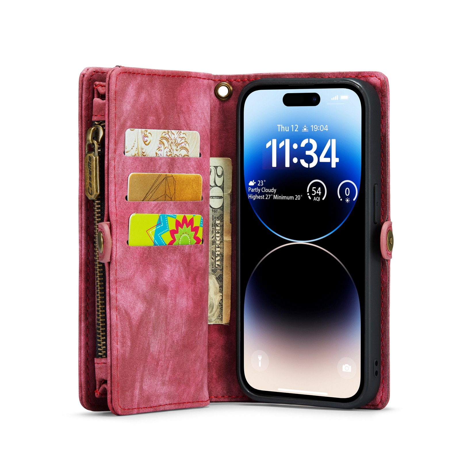 Multi-slot Hoesje iPhone 14 Pro Max Rood