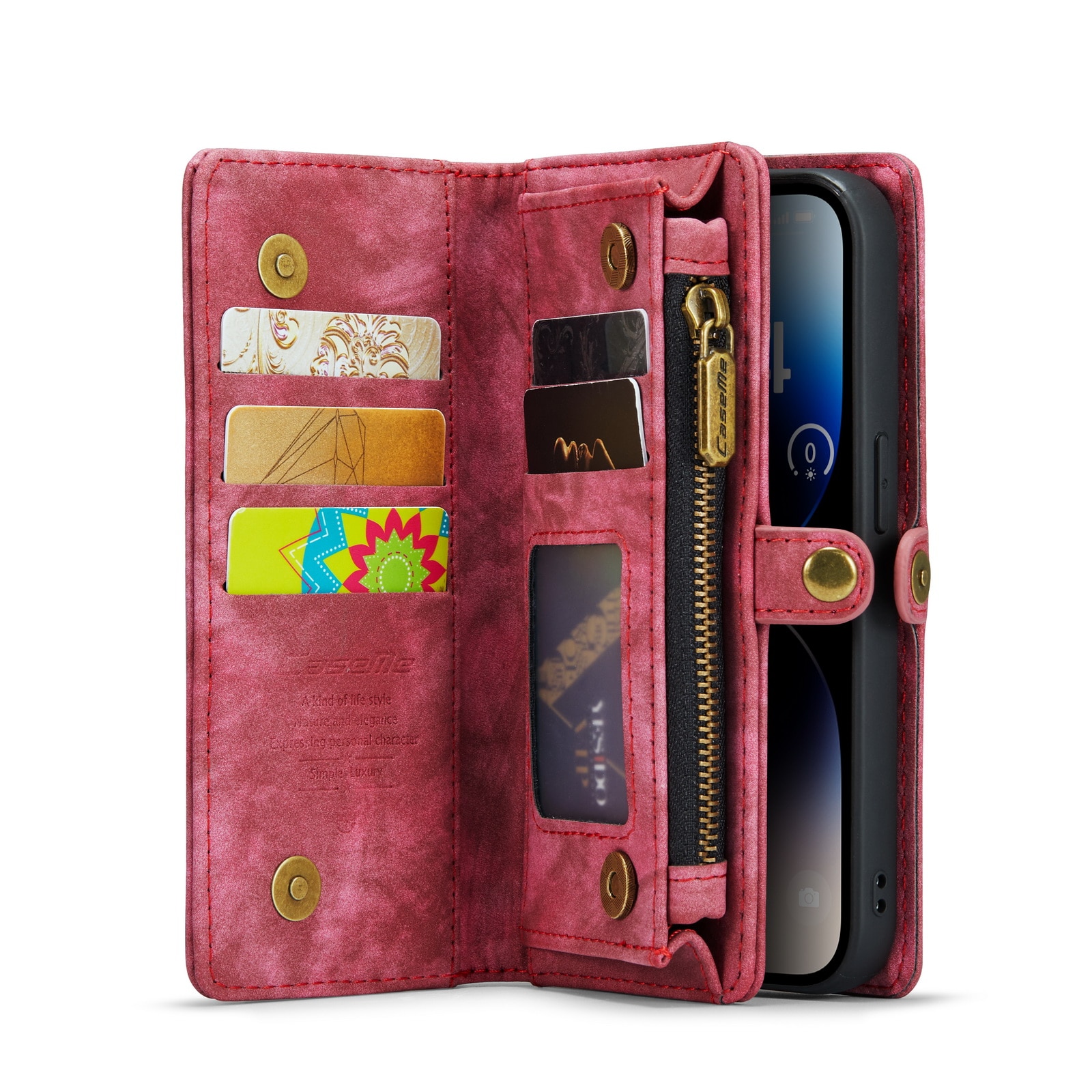 Multi-slot Hoesje iPhone 14 Pro Max Rood