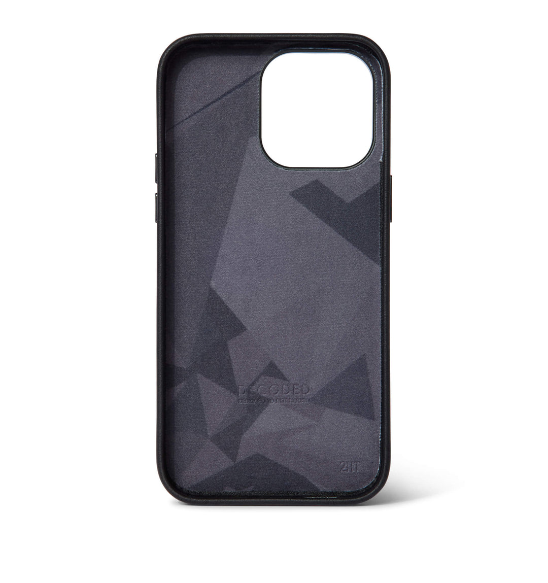 Leather Back Cover iPhone 14 Pro zwart