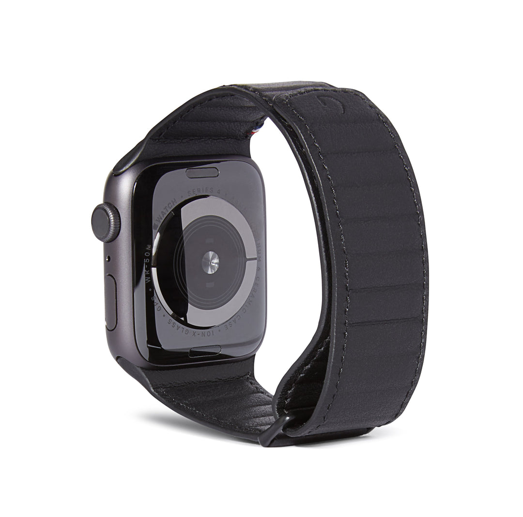 Leather Magnetic Traction Strap Apple Watch 45mm Series 9 Black