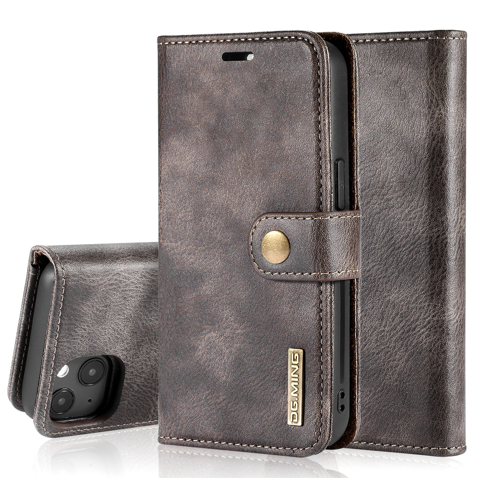 Magnet Wallet iPhone 14 Plus Brown