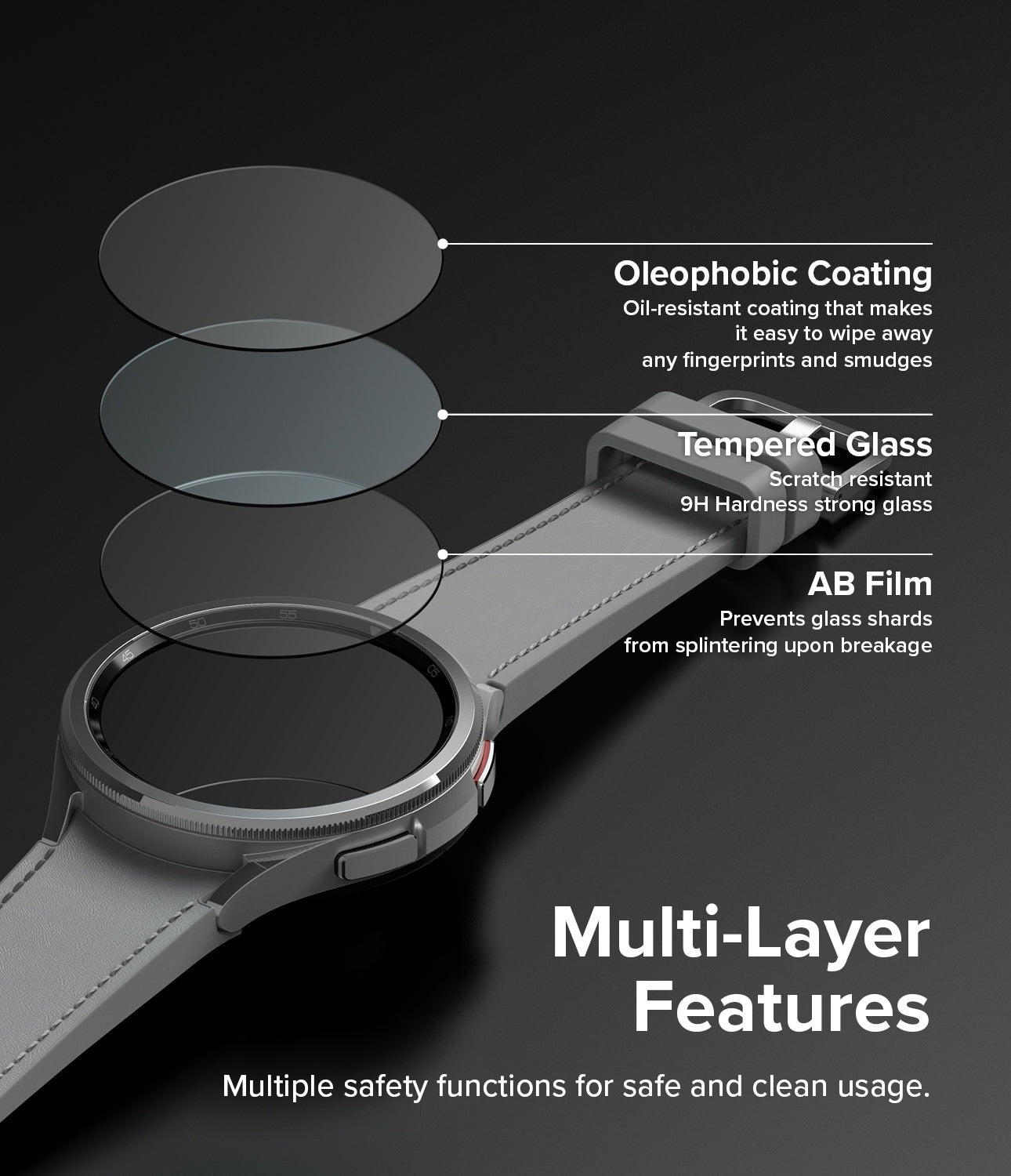 Screen Tempered Glass (4-pack) Samsung Galaxy Watch 6 Classic 43mm