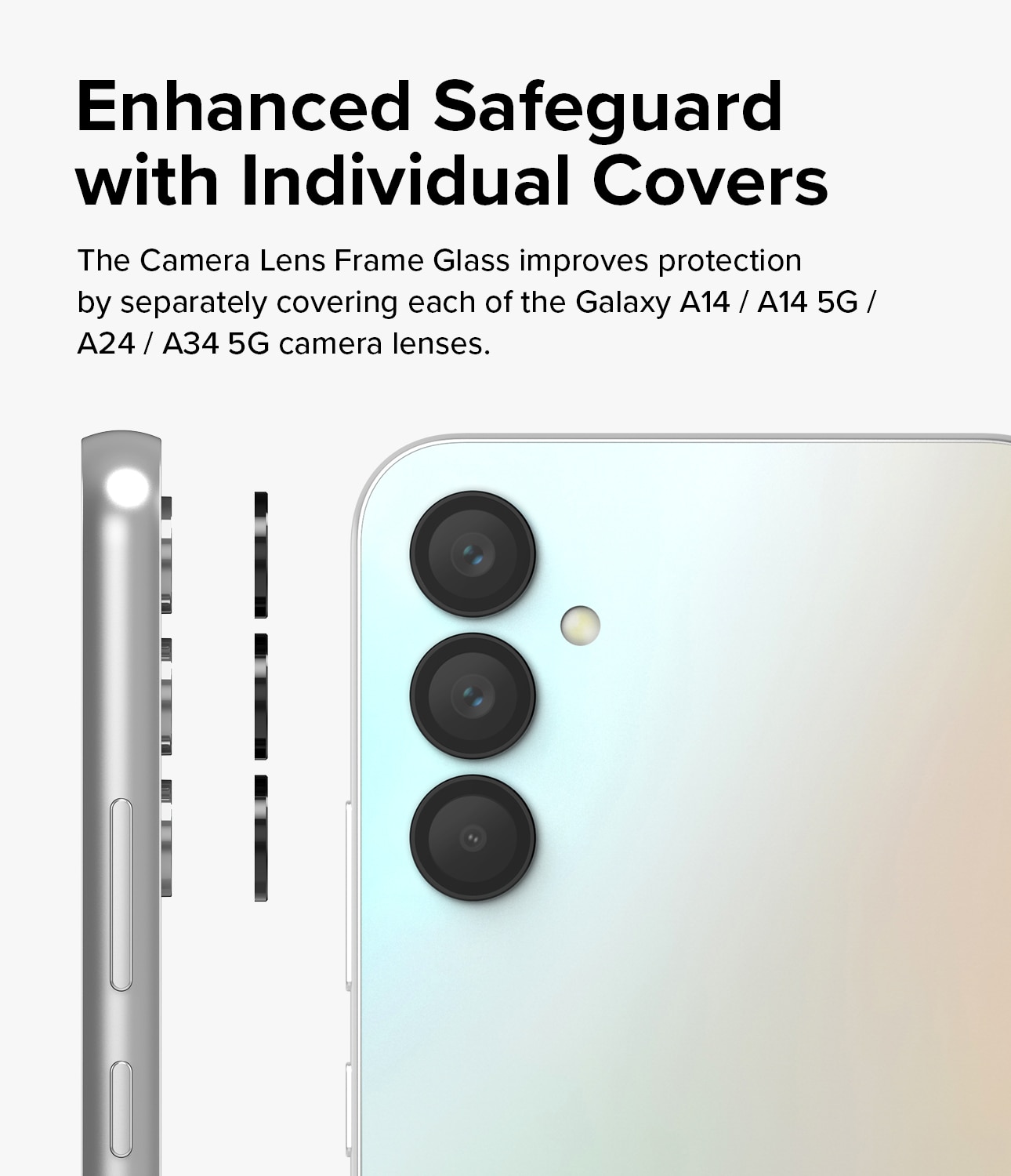 Camera Lens Frame Glass Samsung Galaxy A14 Zwart