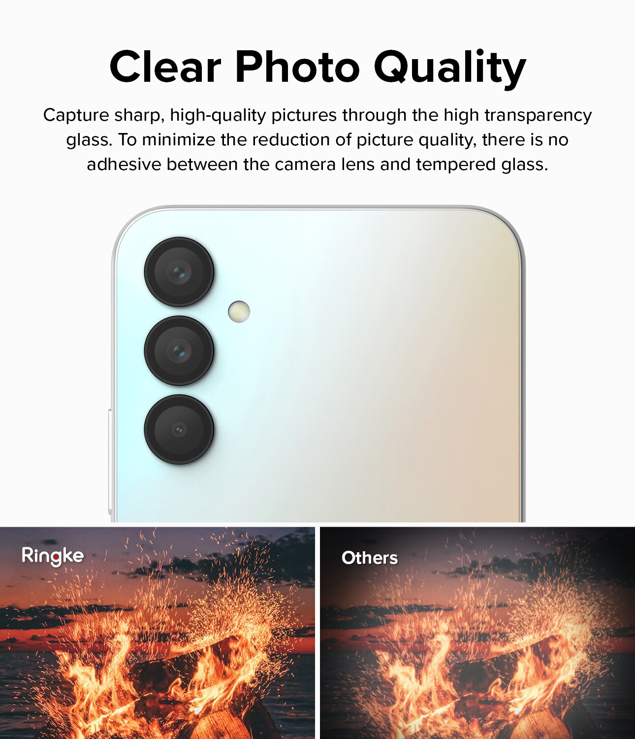 Camera Lens Frame Glass Samsung Galaxy A14 Zwart