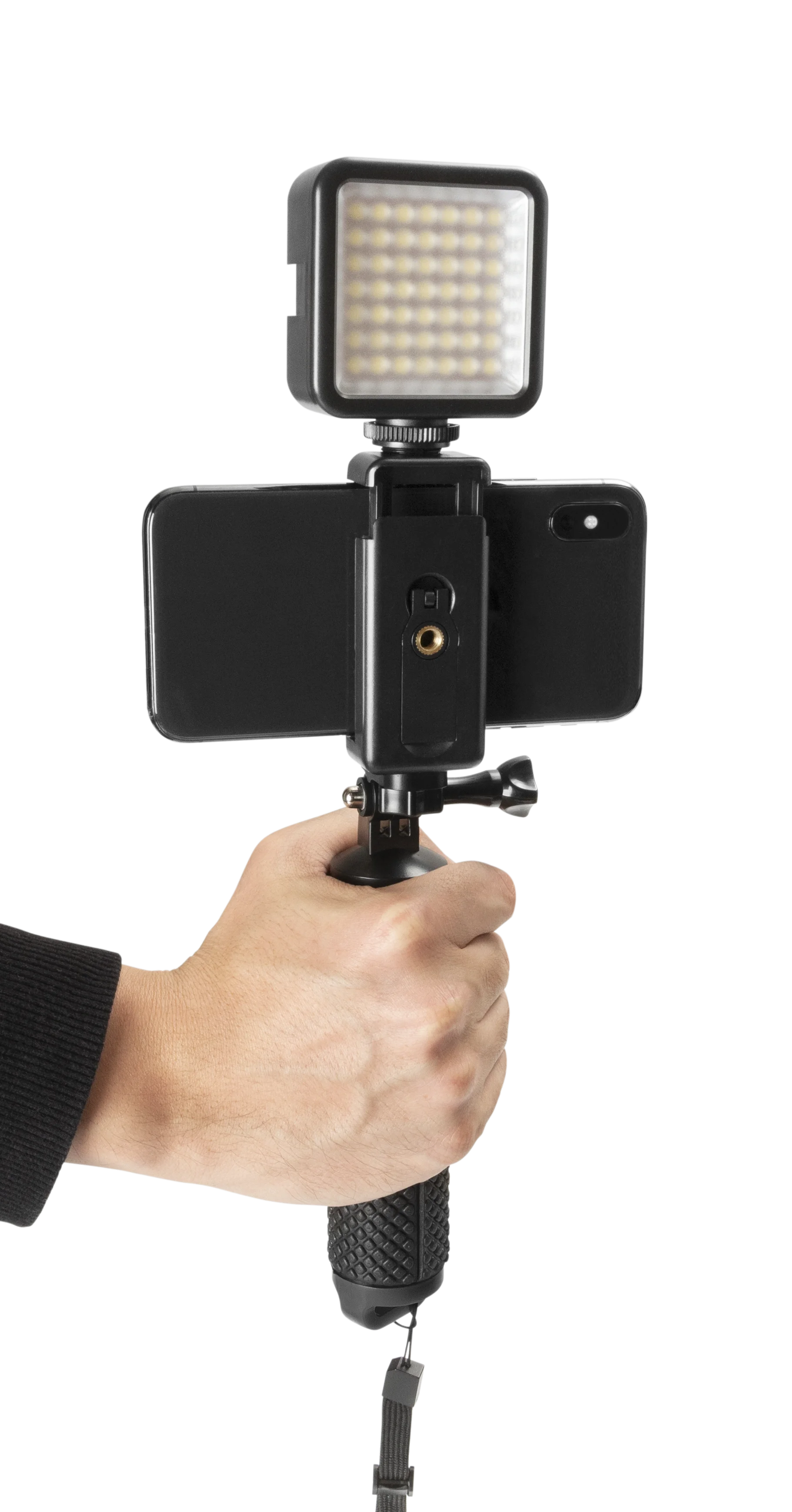 Selfie Stick met LED-verlichting zwart