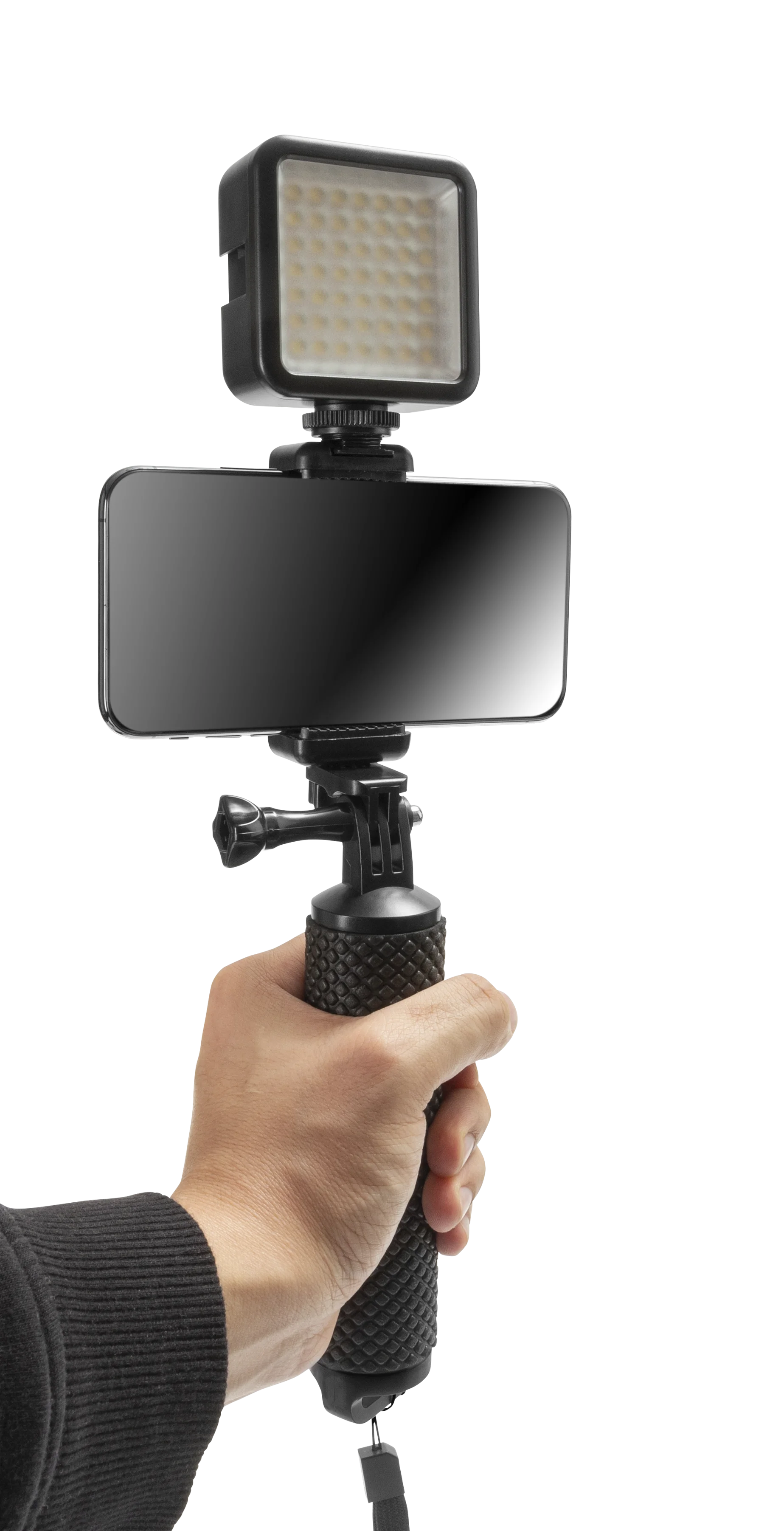 Selfie Stick met LED-verlichting zwart