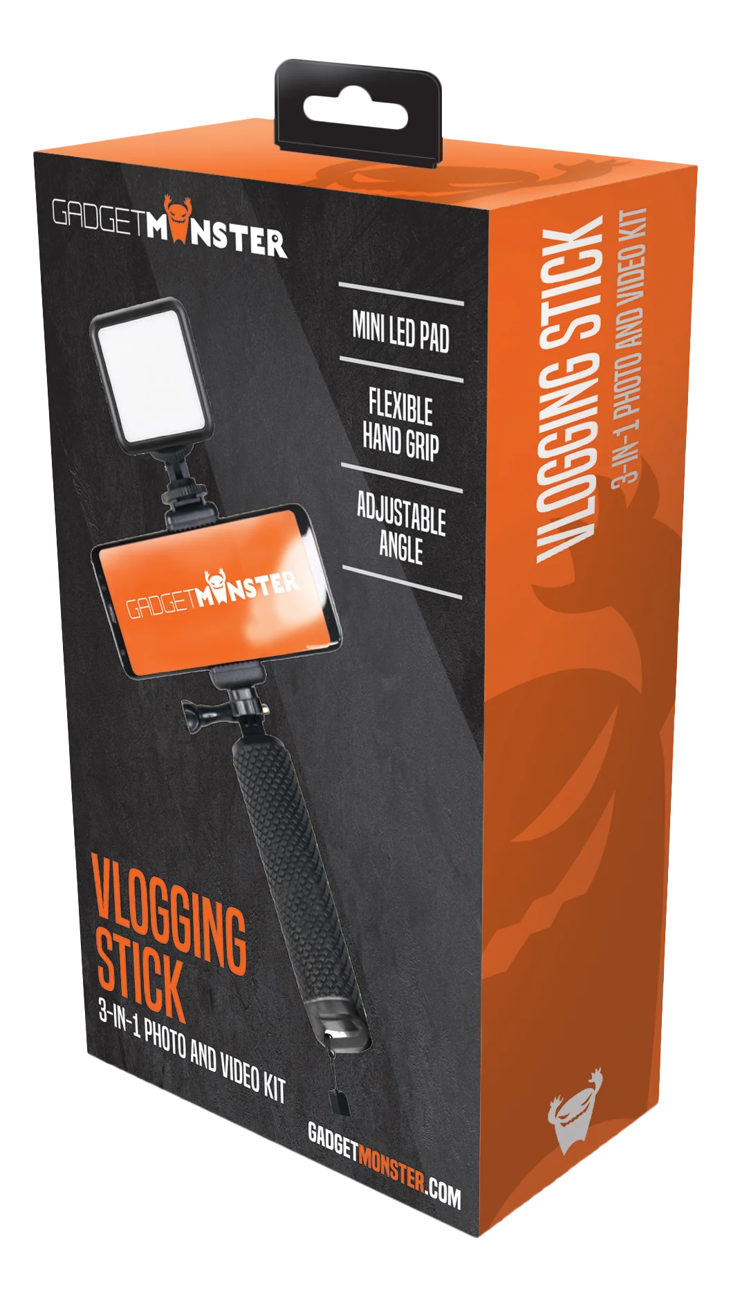 Selfie Stick met LED-verlichting zwart