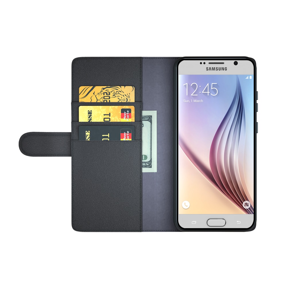 Samsung Galaxy S6 Echt lederen hoesje Zwart