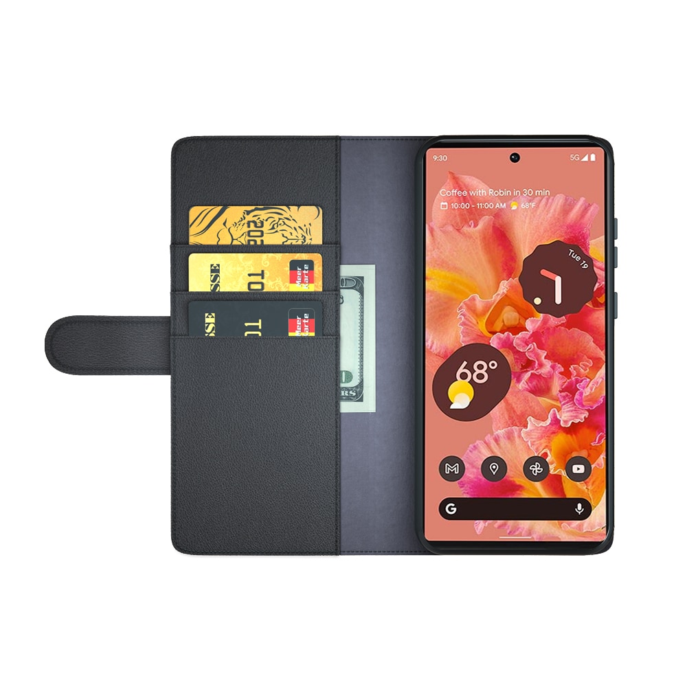 Google Pixel 6 Echt lederen hoesje Zwart