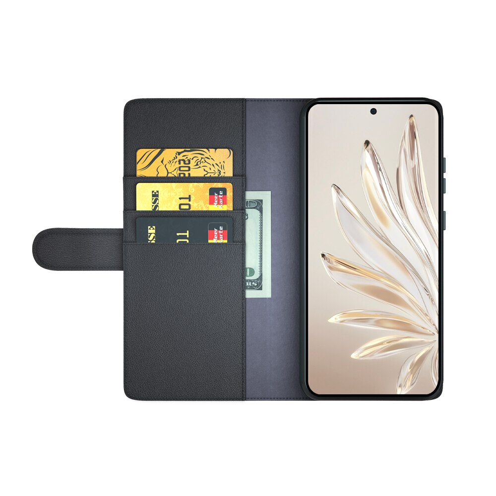  Honor 70 Echt lederen hoesje Zwart