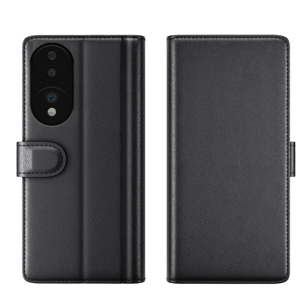  Honor 70 Echt lederen hoesje Zwart