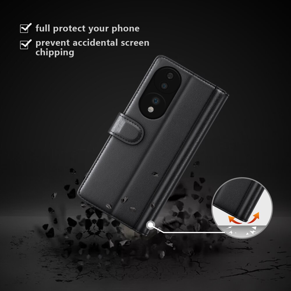  Honor 70 Echt lederen hoesje Zwart