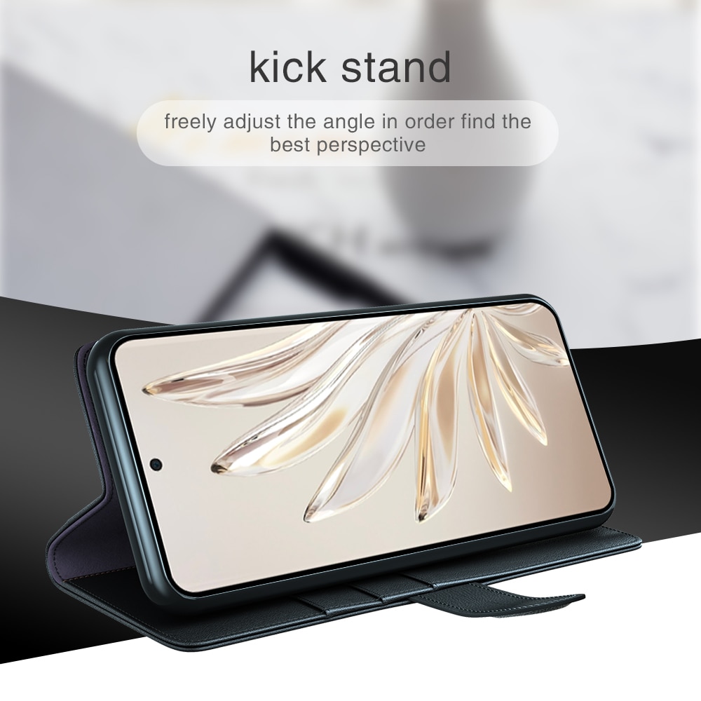  Honor 70 Echt lederen hoesje Zwart
