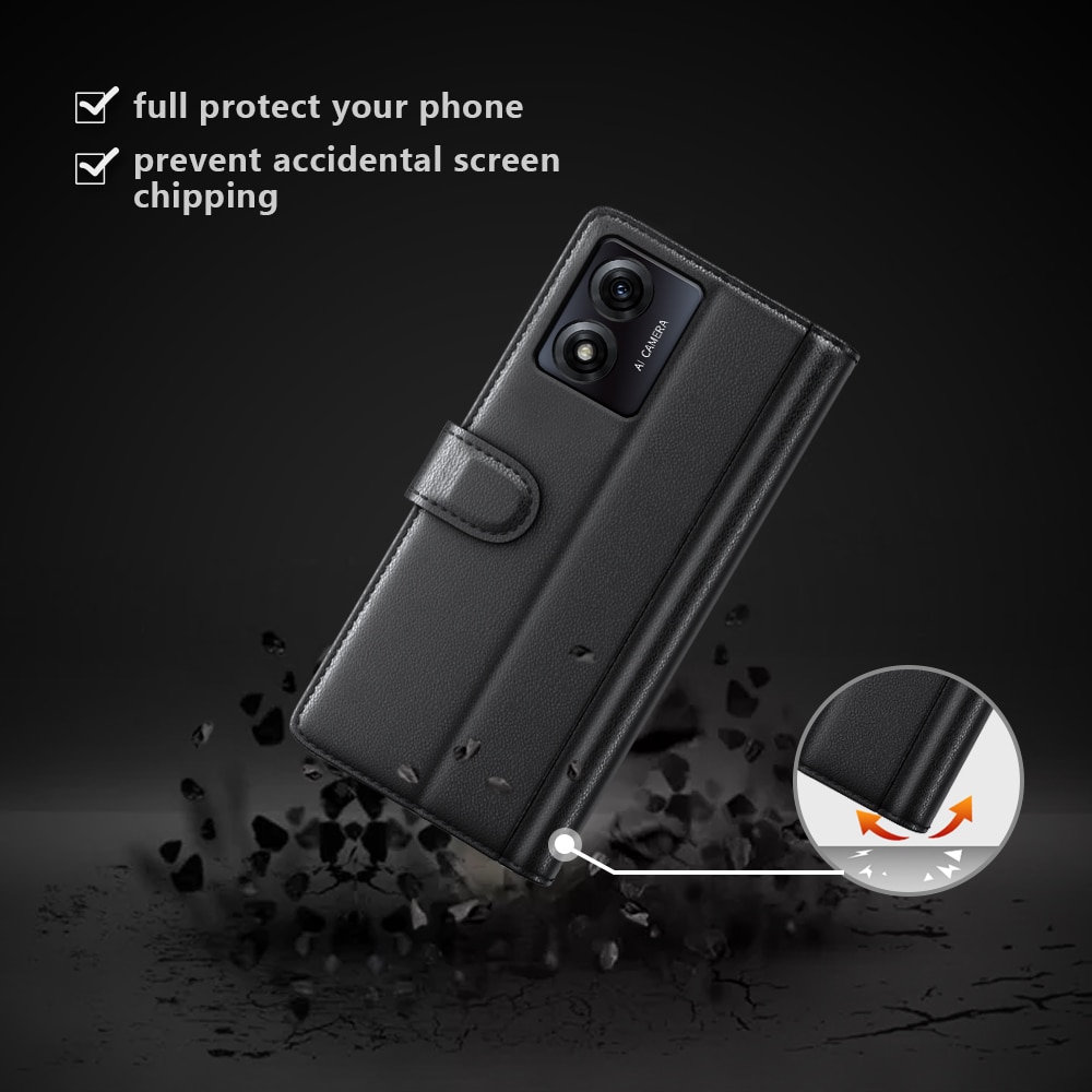 Motorola Moto E13 Leren hoesje Zwart