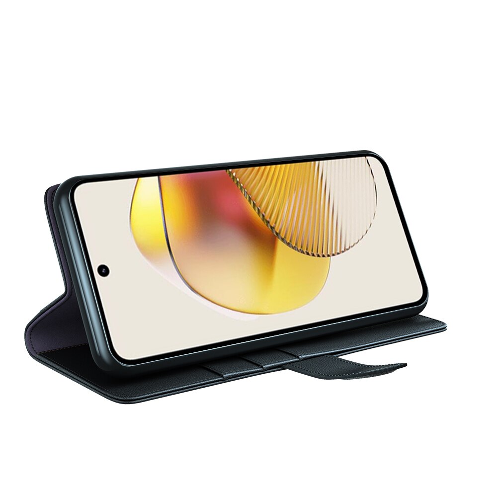 Motorola Moto G73 Echt lederen hoesje Zwart