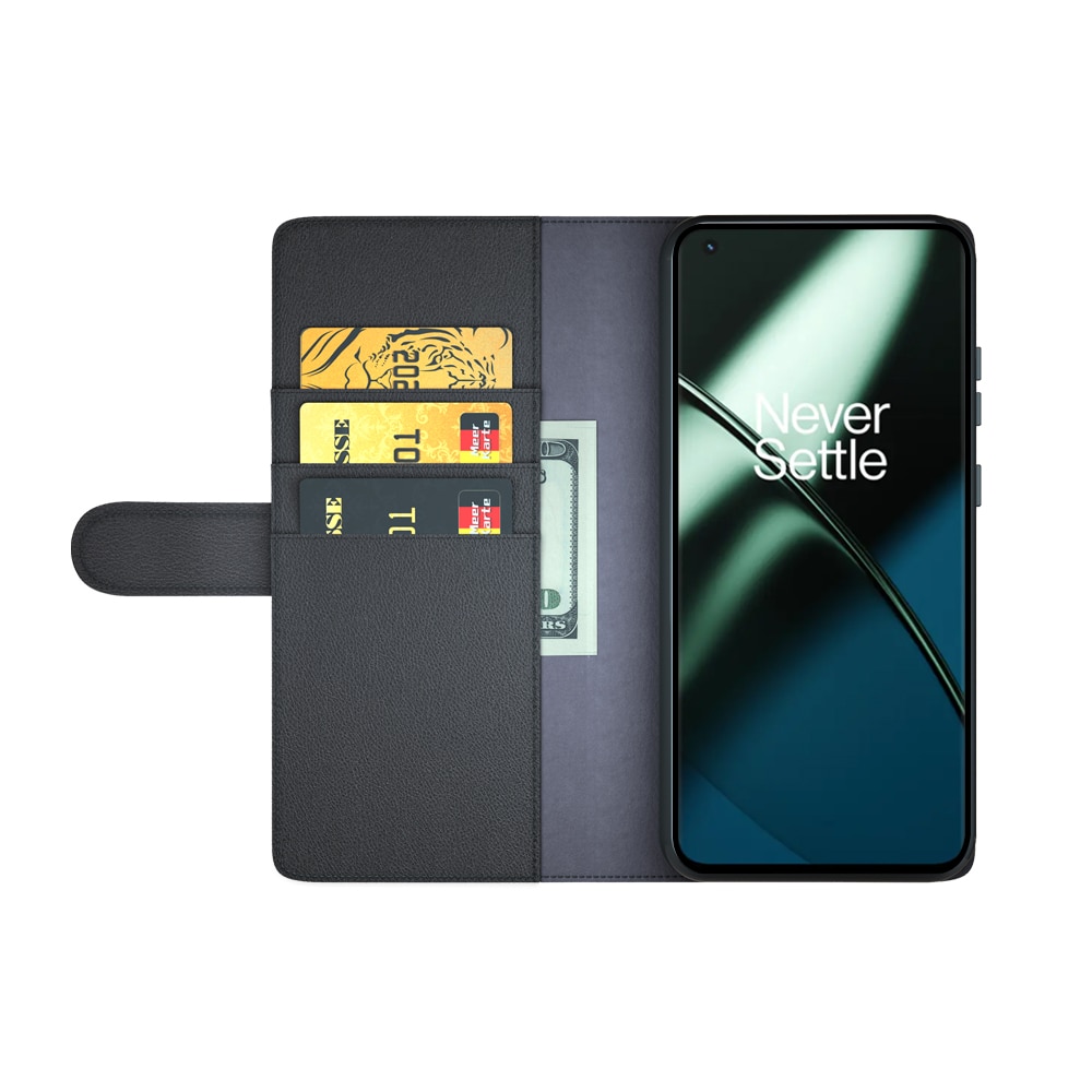 OnePlus 11 Echt lederen hoesje Zwart