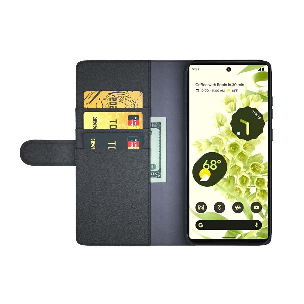 Google Pixel 6a Echt lederen hoesje Zwart