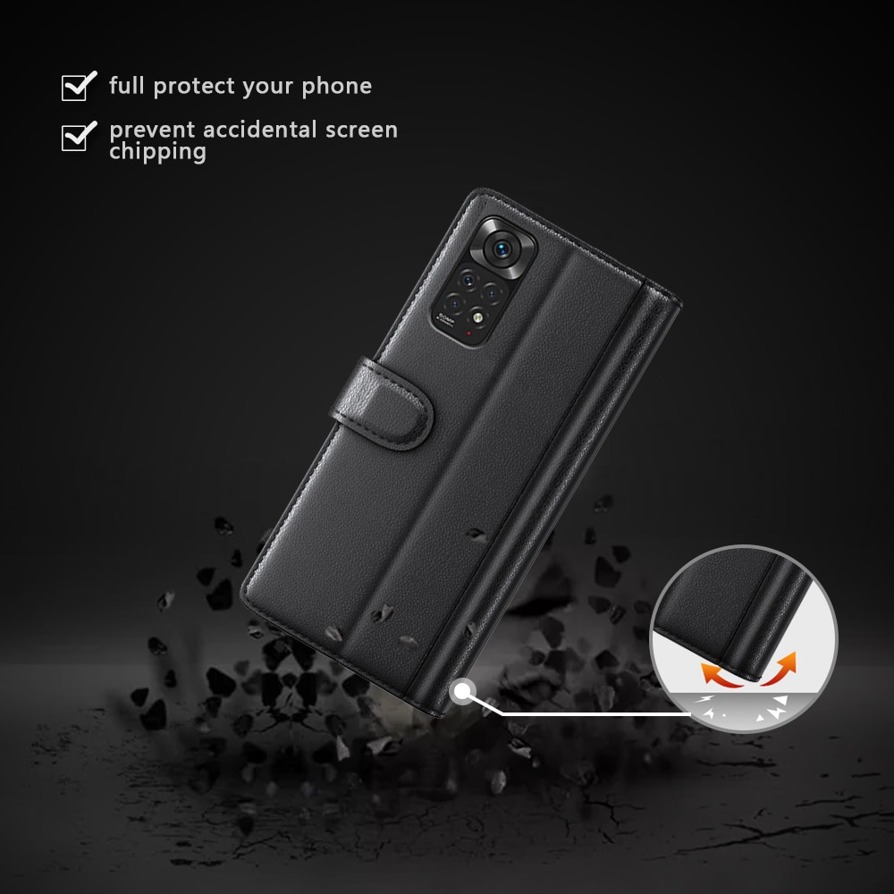 Xiaomi Redmi Note 11 Echt lederen hoesje Zwart