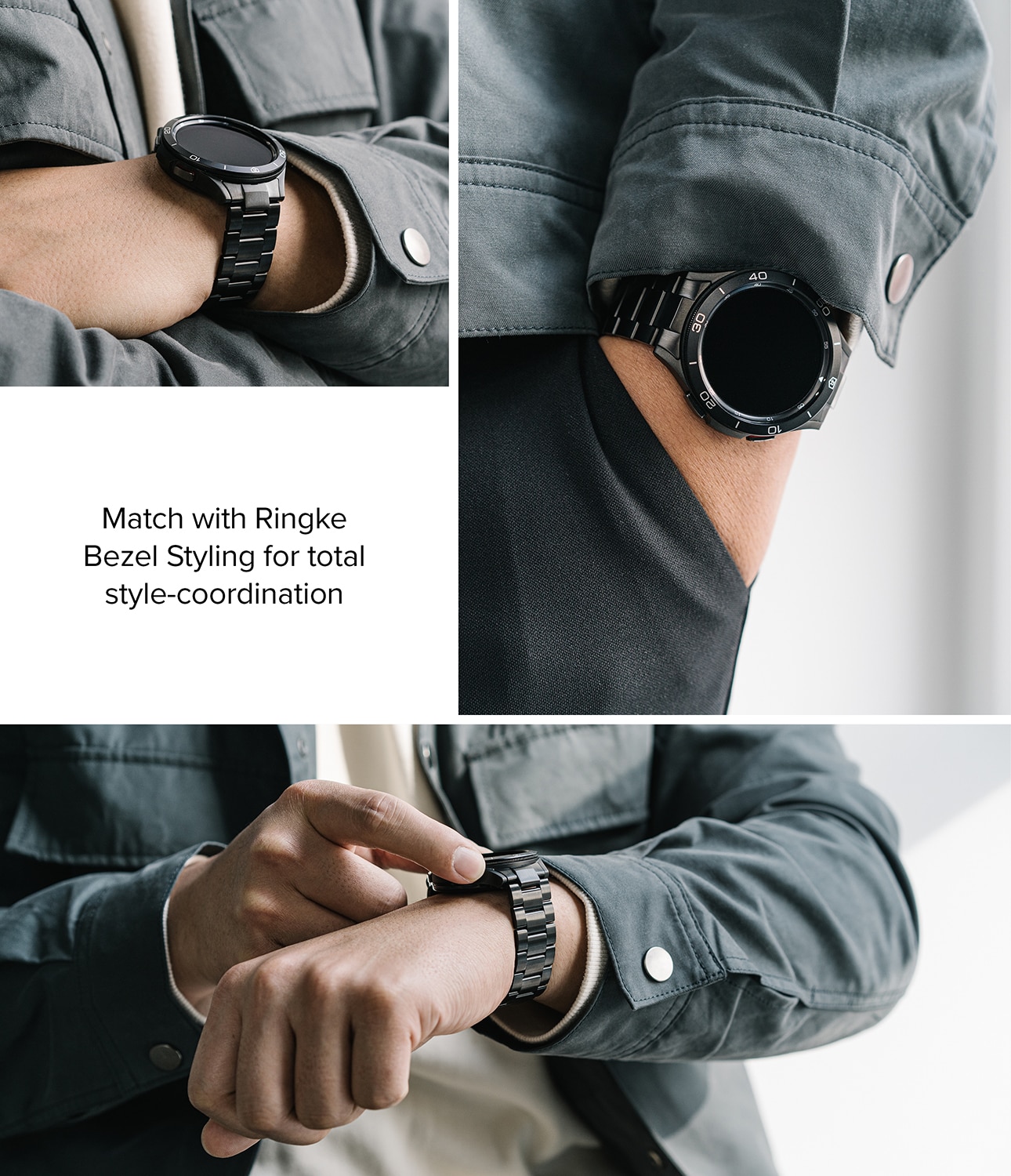 Metal One Armband Samsung Galaxy Watch 6 Classic 47mm Zwart