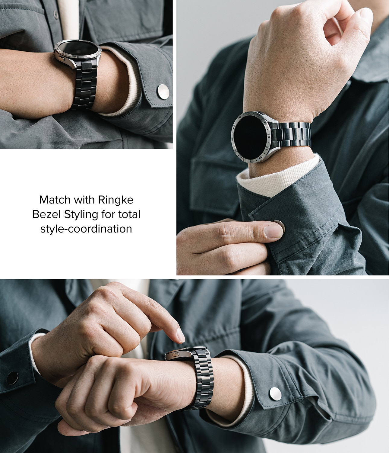 Metal One Armband Samsung Galaxy Watch 4/5 40mm Zwart