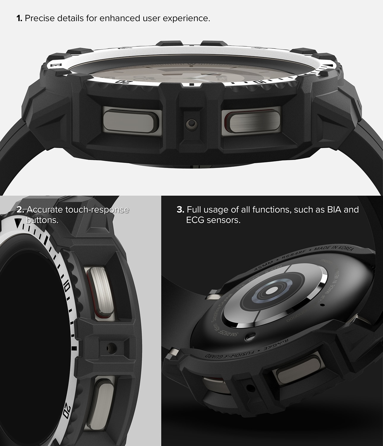 Fusion X Hoesje Samsung Galaxy Watch 5 Pro 45mm White (Black Index)