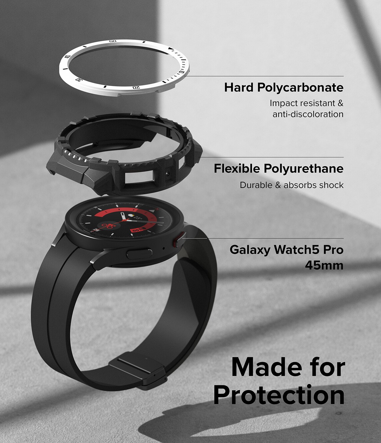 Fusion X Hoesje Samsung Galaxy Watch 5 Pro 45mm White (Black Index)