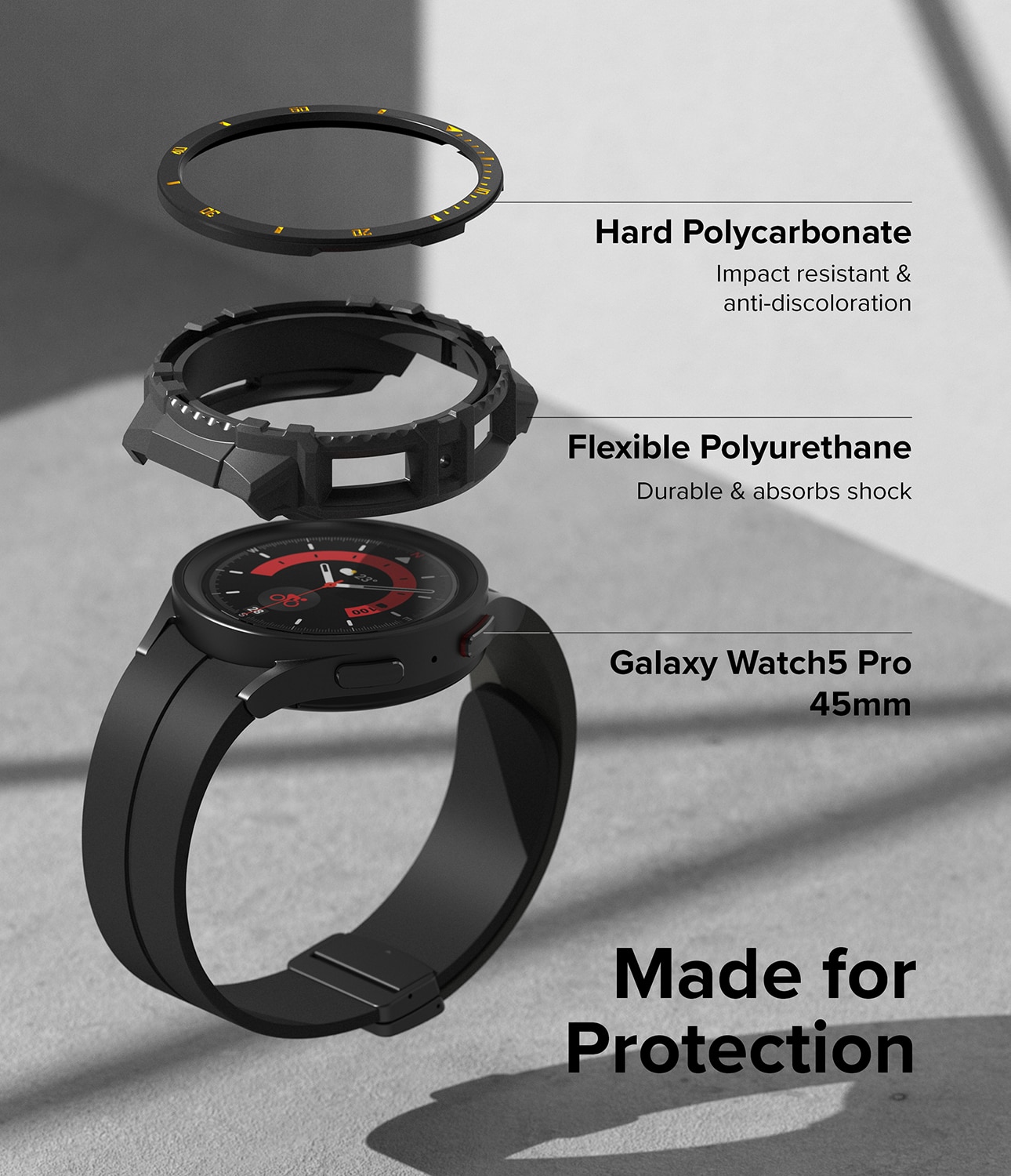 Fusion X Hoesje Samsung Galaxy Watch 5 Pro 45mm Black (Yellow Index)