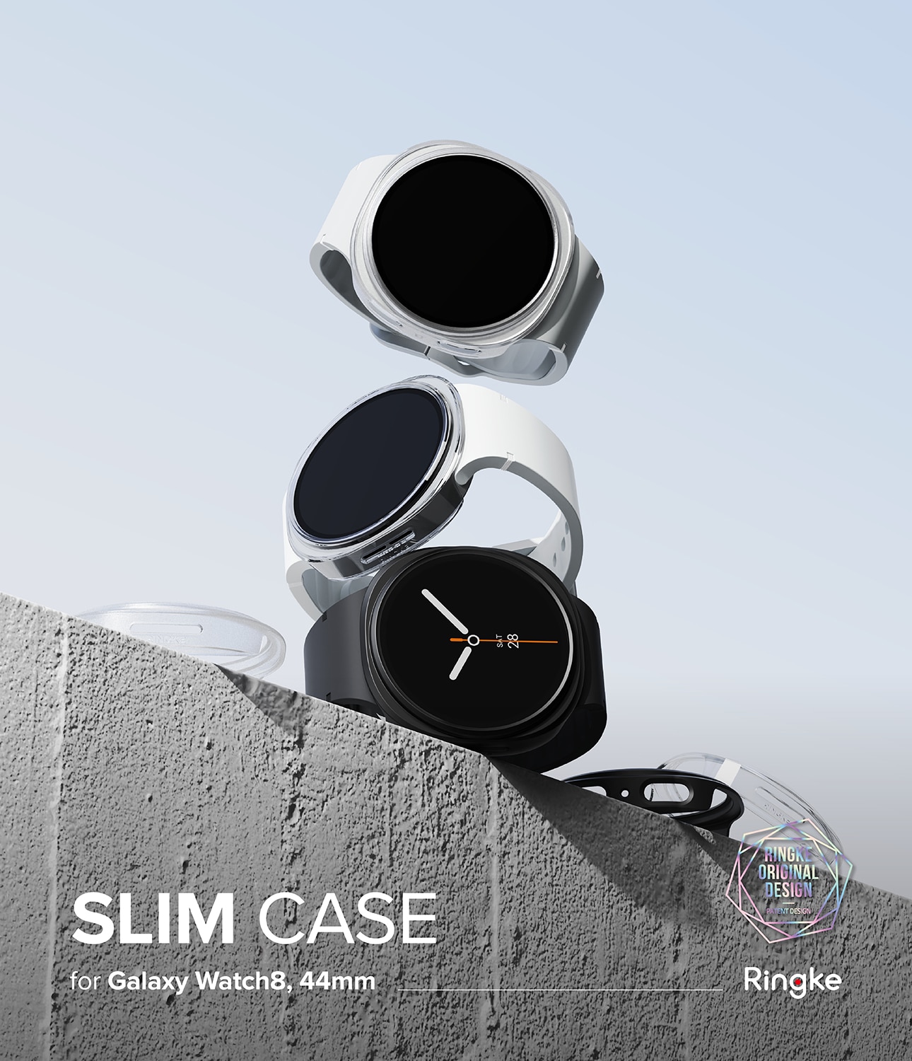 Slim Case (2-pack) Samsung Galaxy Watch 8 44mm  Matte Black & Clear