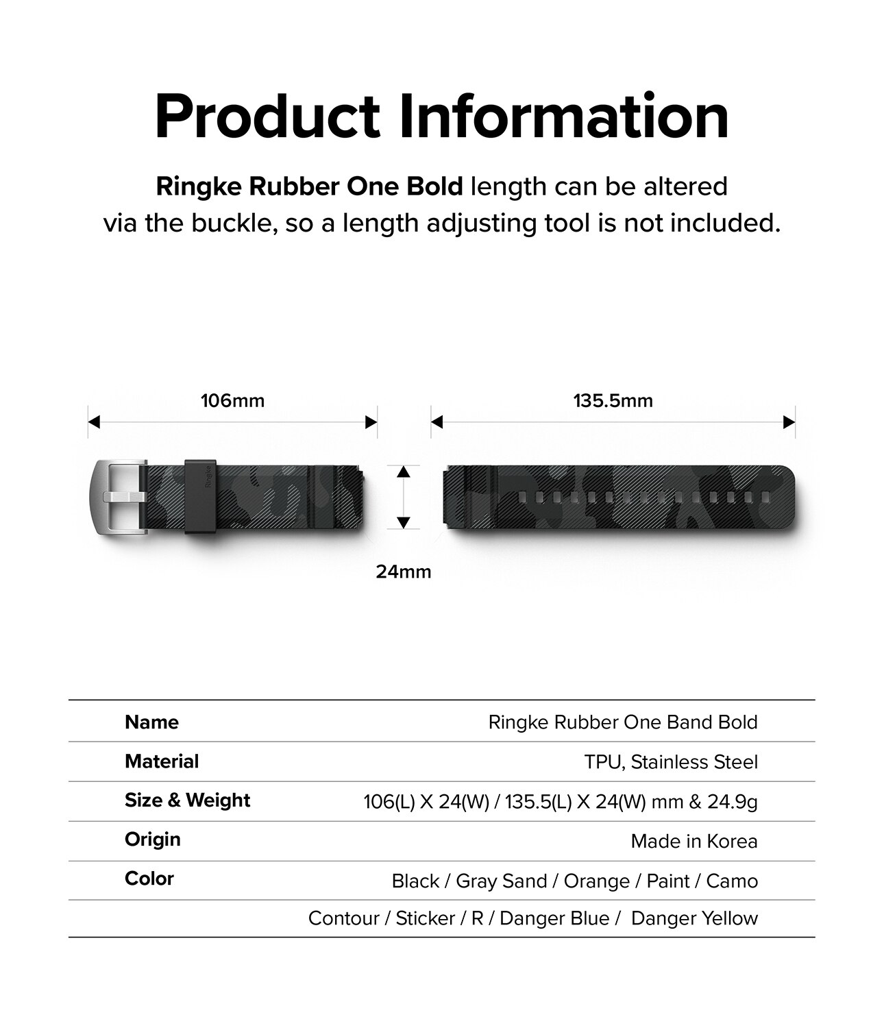 Rubber One Bold Band 20mm Lug Width Camo