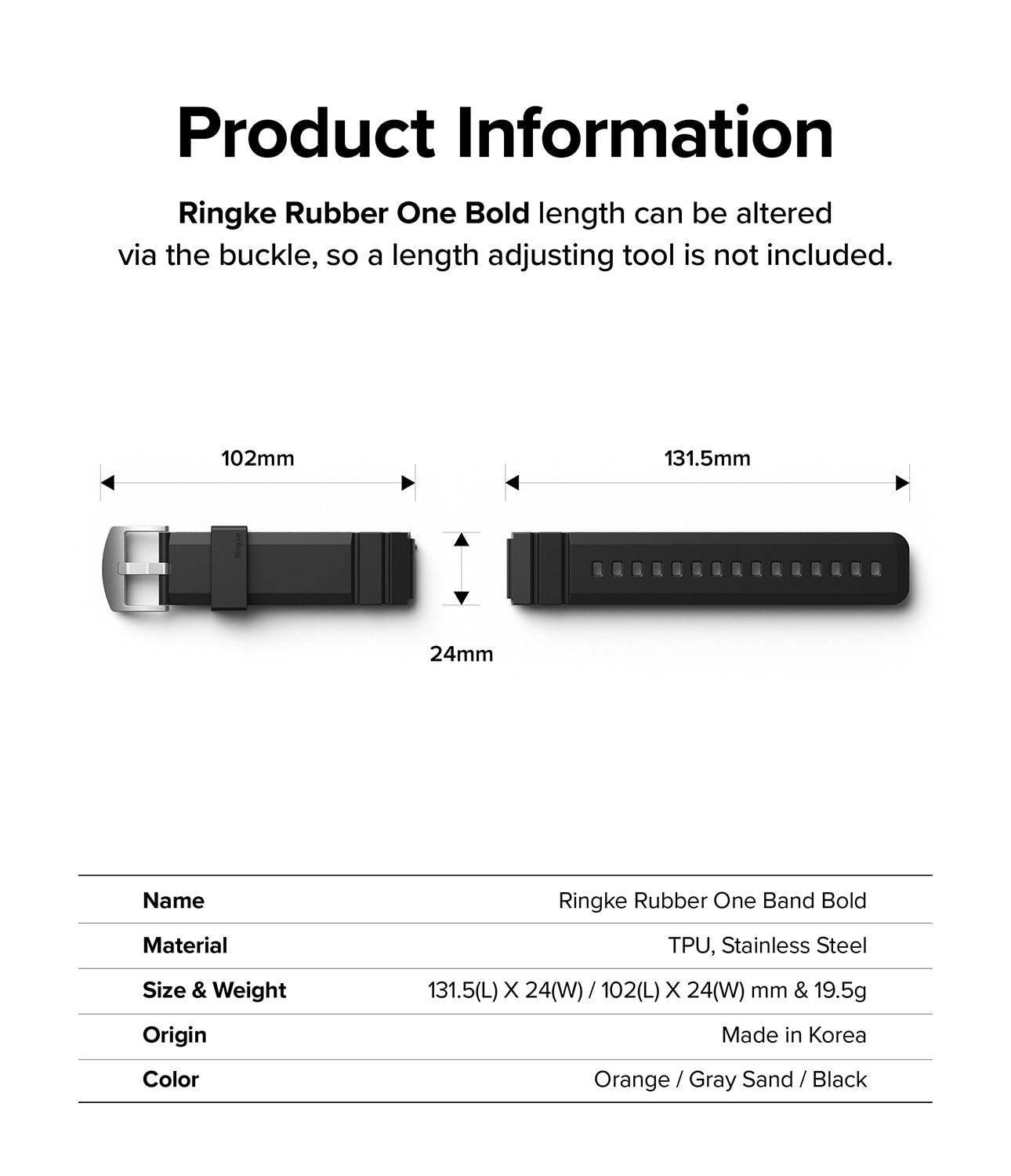 Rubber One Bold Band Amazfit GTS 2 Mini Black