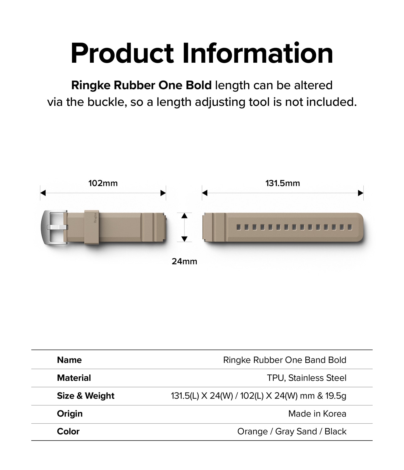 Rubber One Bold Band Withings ScanWatch 2 42mm Gray Sand