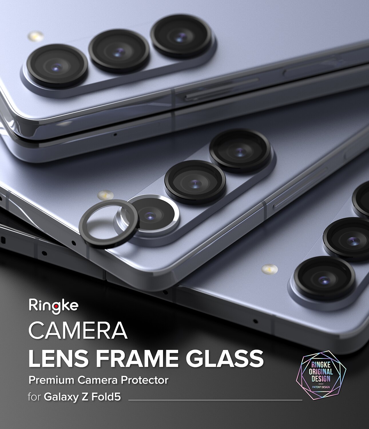 Camera Lens Frame Glass Samsung Galaxy Z Fold 5 Zwart