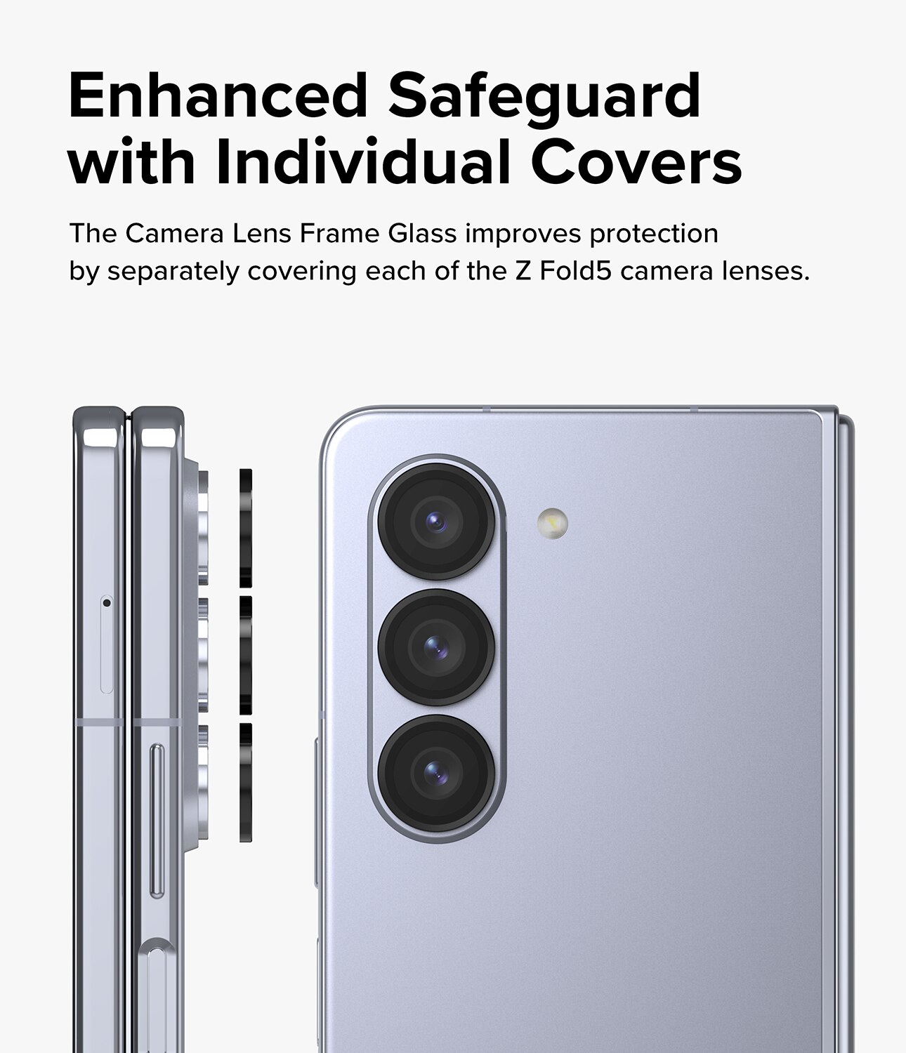 Camera Lens Frame Glass Samsung Galaxy Z Fold 5 Zwart