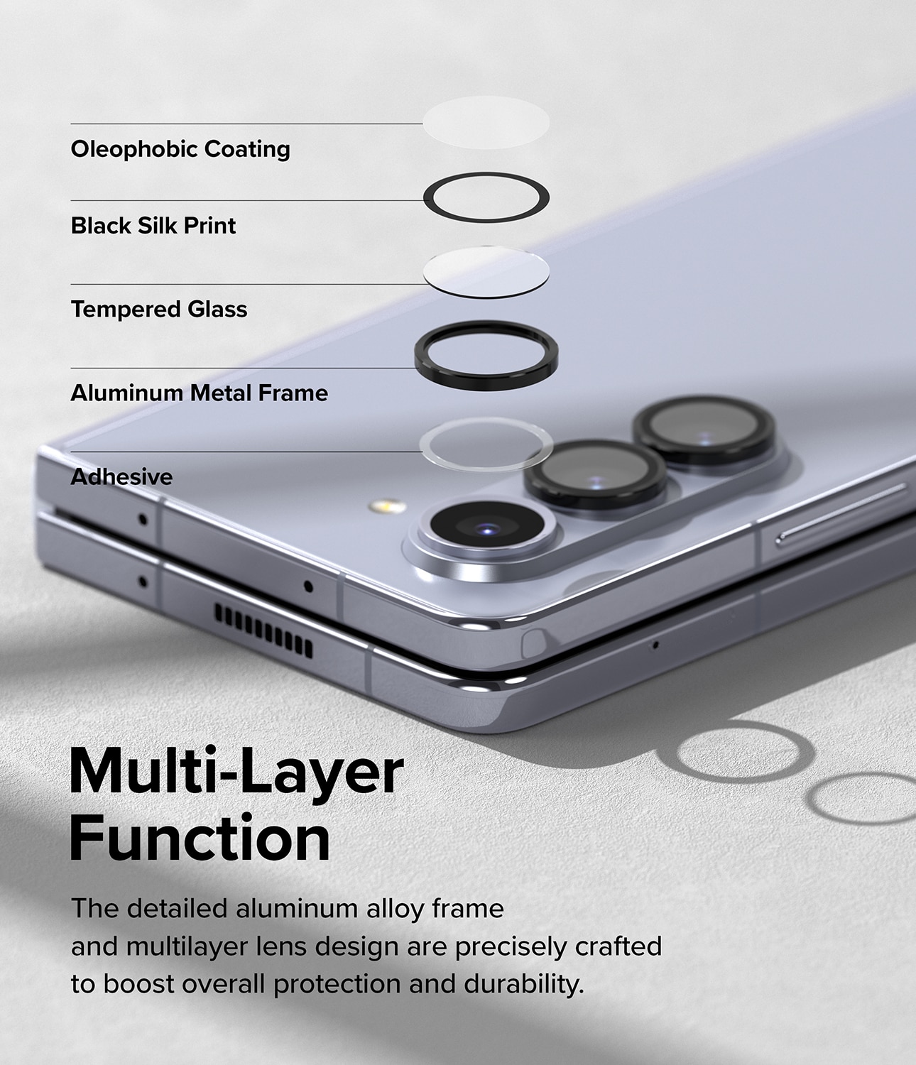 Camera Lens Frame Glass Samsung Galaxy Z Fold 5 Zwart