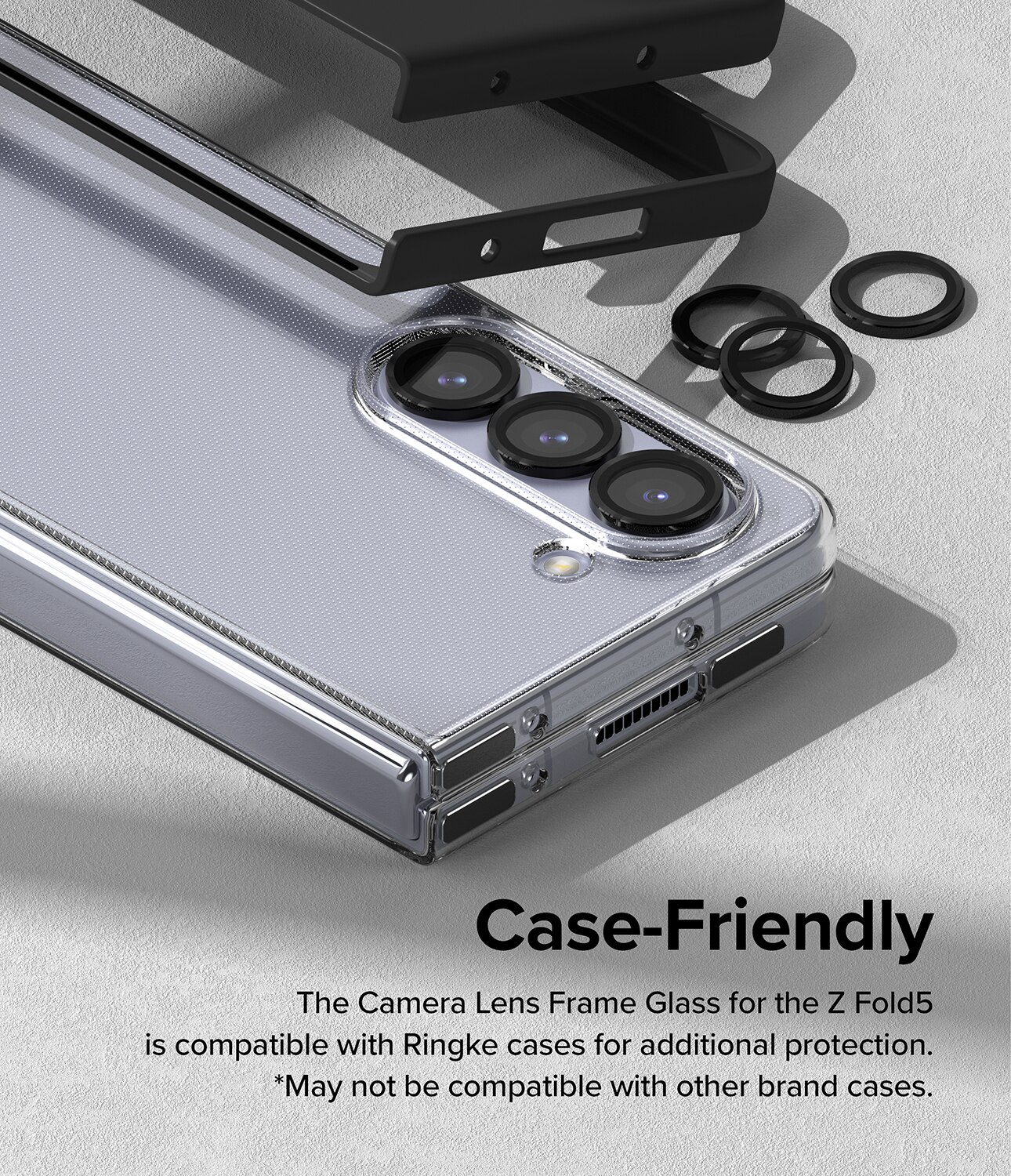 Camera Lens Frame Glass Samsung Galaxy Z Fold 5 Zwart