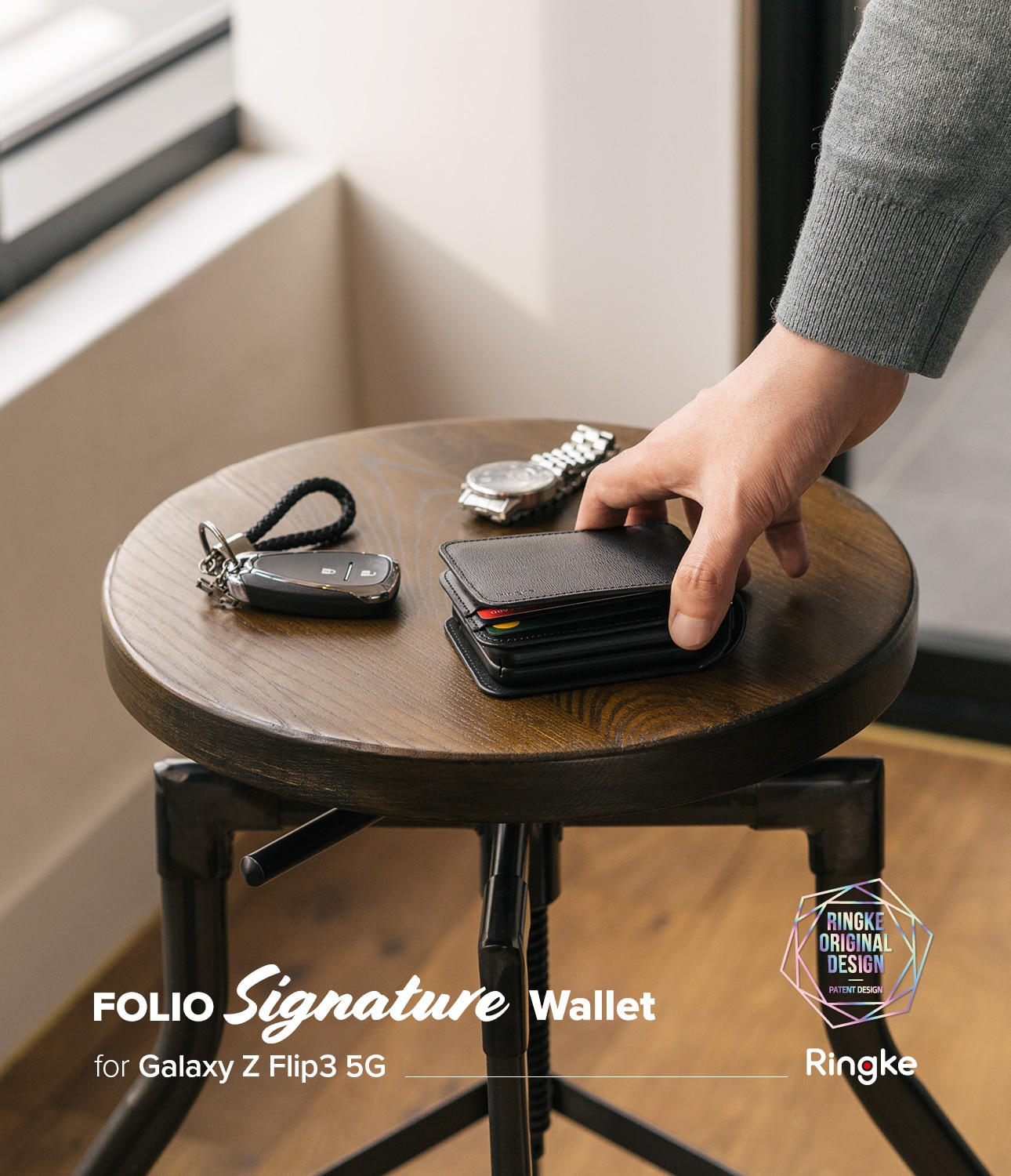 Folio Signature Wallet Samsung Galaxy Z Flip 3 Zwart