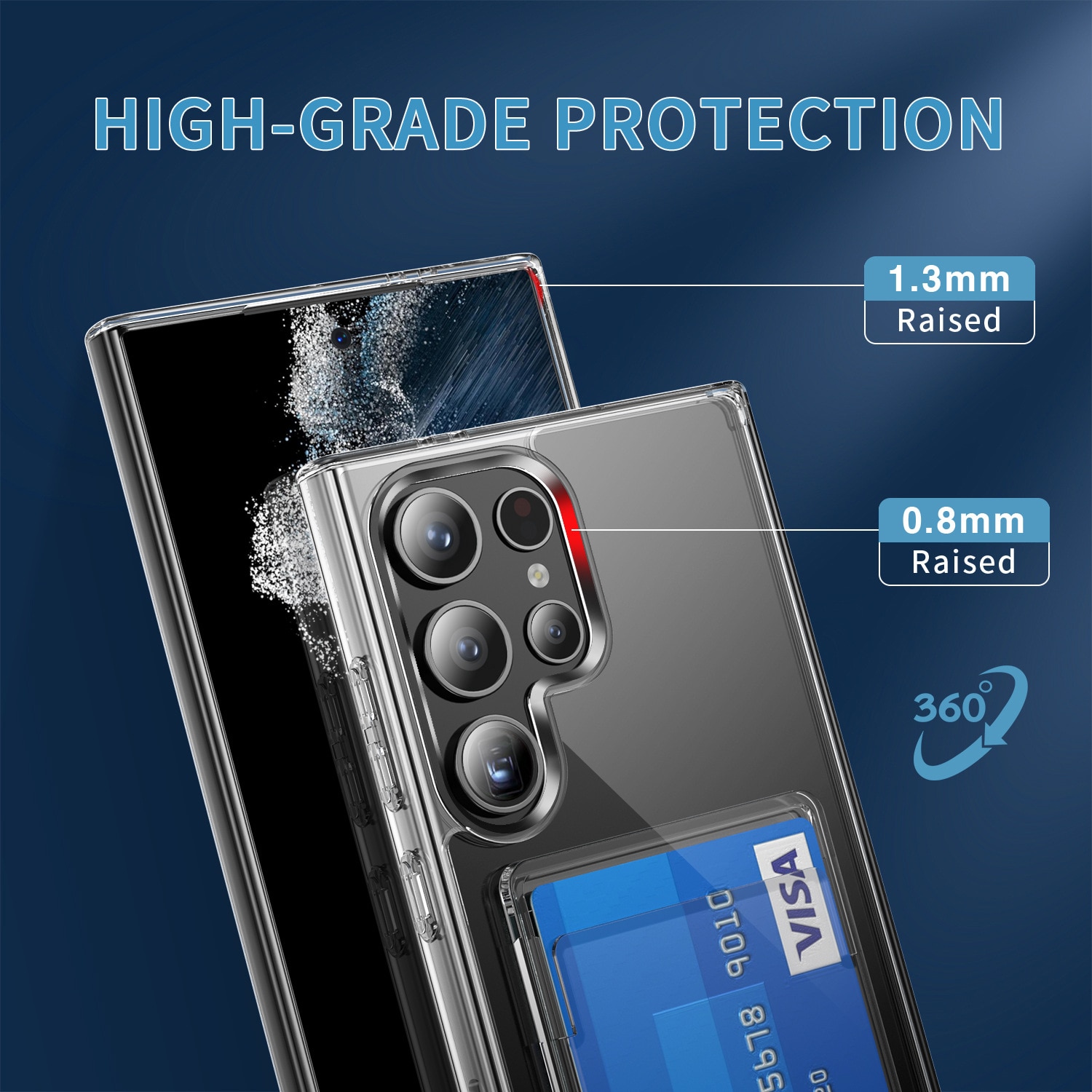 Hybridcase met Cardslot Samsung Galaxy S24 Ultra transparant