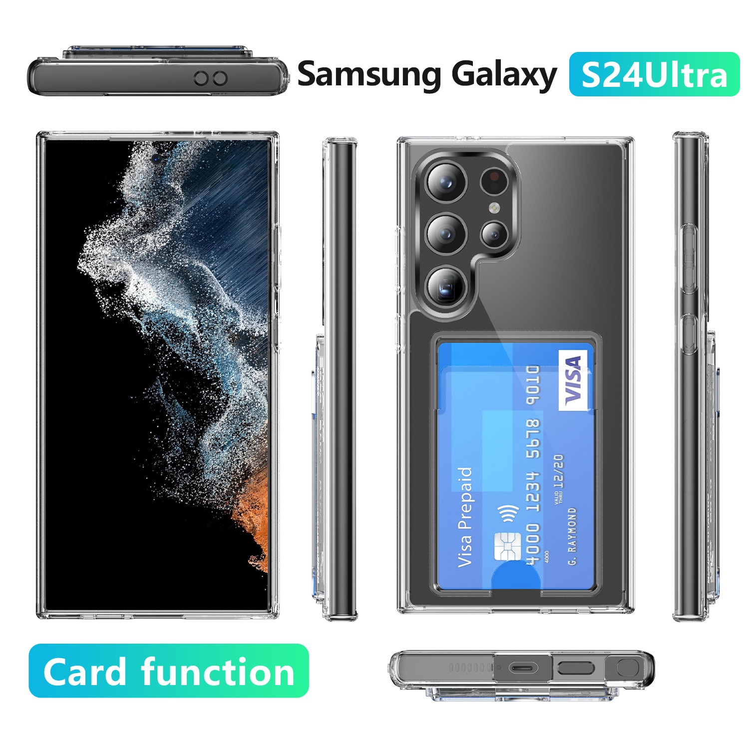 Hybridcase met Cardslot Samsung Galaxy S24 Ultra transparant