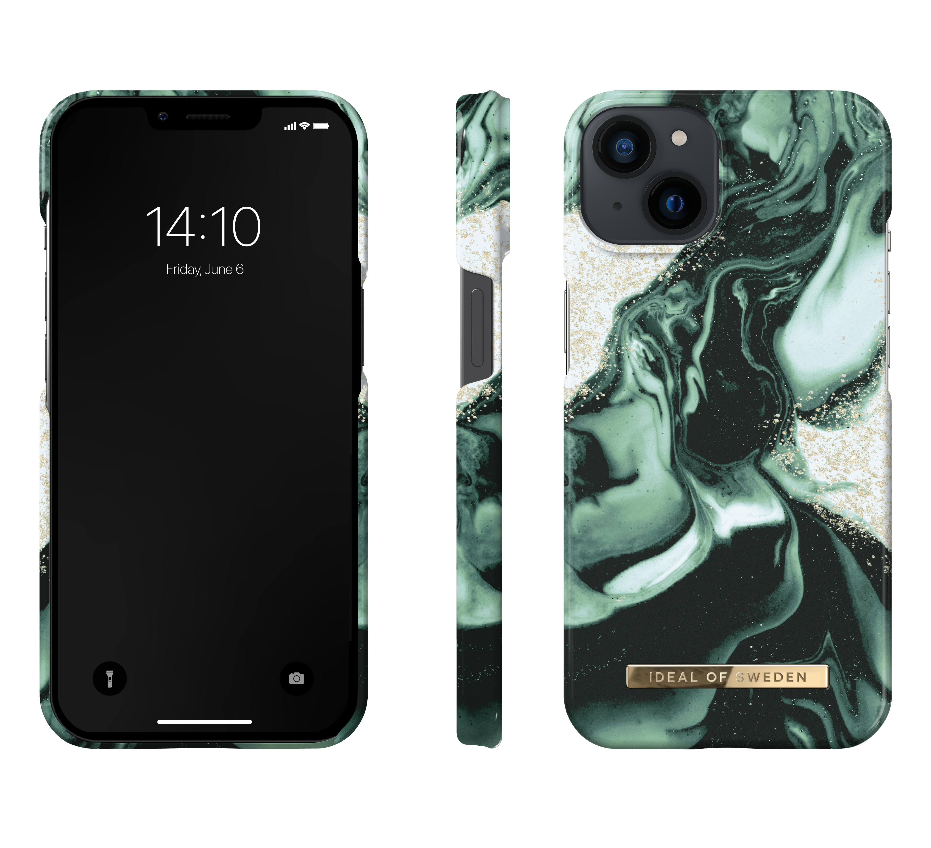 Fashion Case iPhone 13 Golden Olive Marble