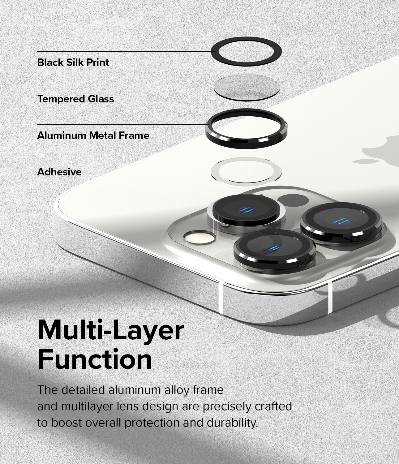 Camera Lens Frame Glass iPhone 14 Pro Max Zwart