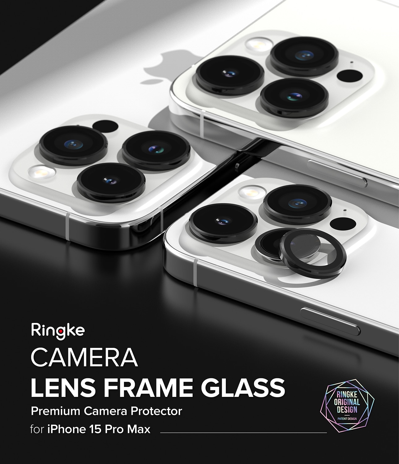 Camera Lens Frame Glass iPhone 15 Pro Max Zwart