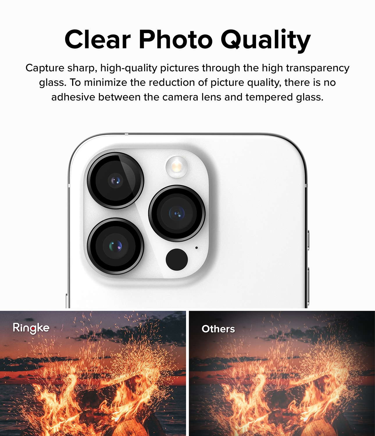 Camera Lens Frame Glass iPhone 15 Pro Max Zwart