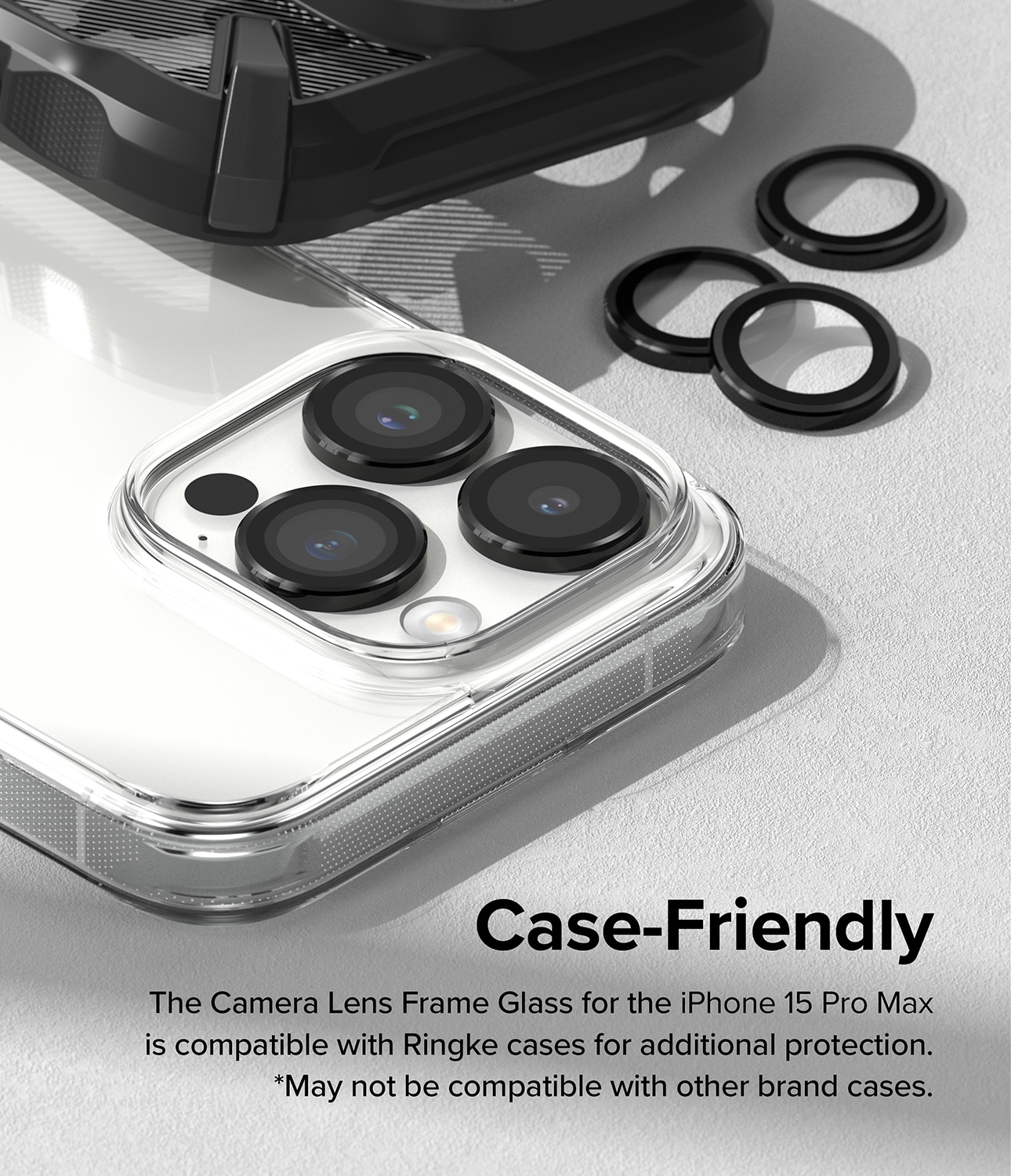 Camera Lens Frame Glass iPhone 15 Pro Max Zwart