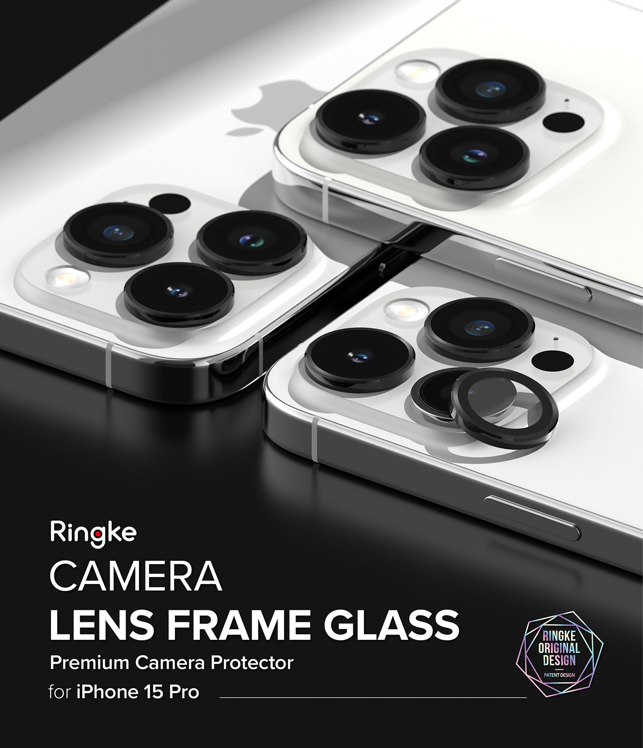 Camera Lens Frame Glass iPhone 15 Pro Zwart