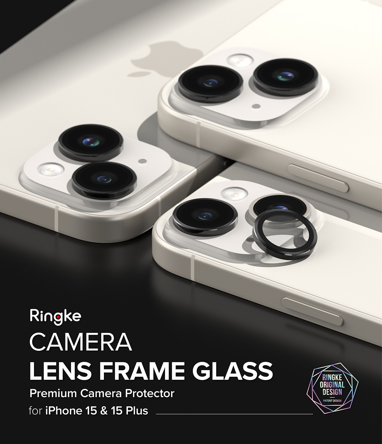 Camera Lens Frame Glass iPhone 15 Plus Zwart