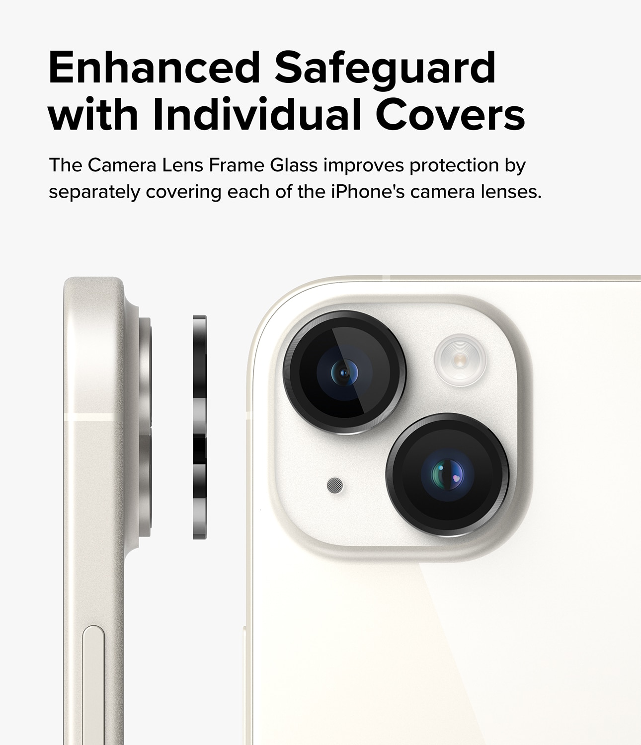 Camera Lens Frame Glass iPhone 15 Zwart